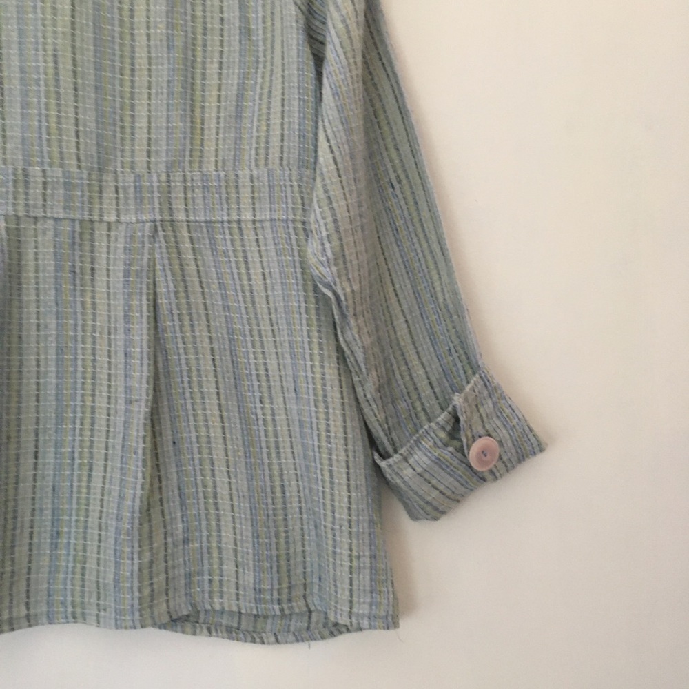 Flax Striped Unstructured Linen 3-Button Blazer J… - image 8